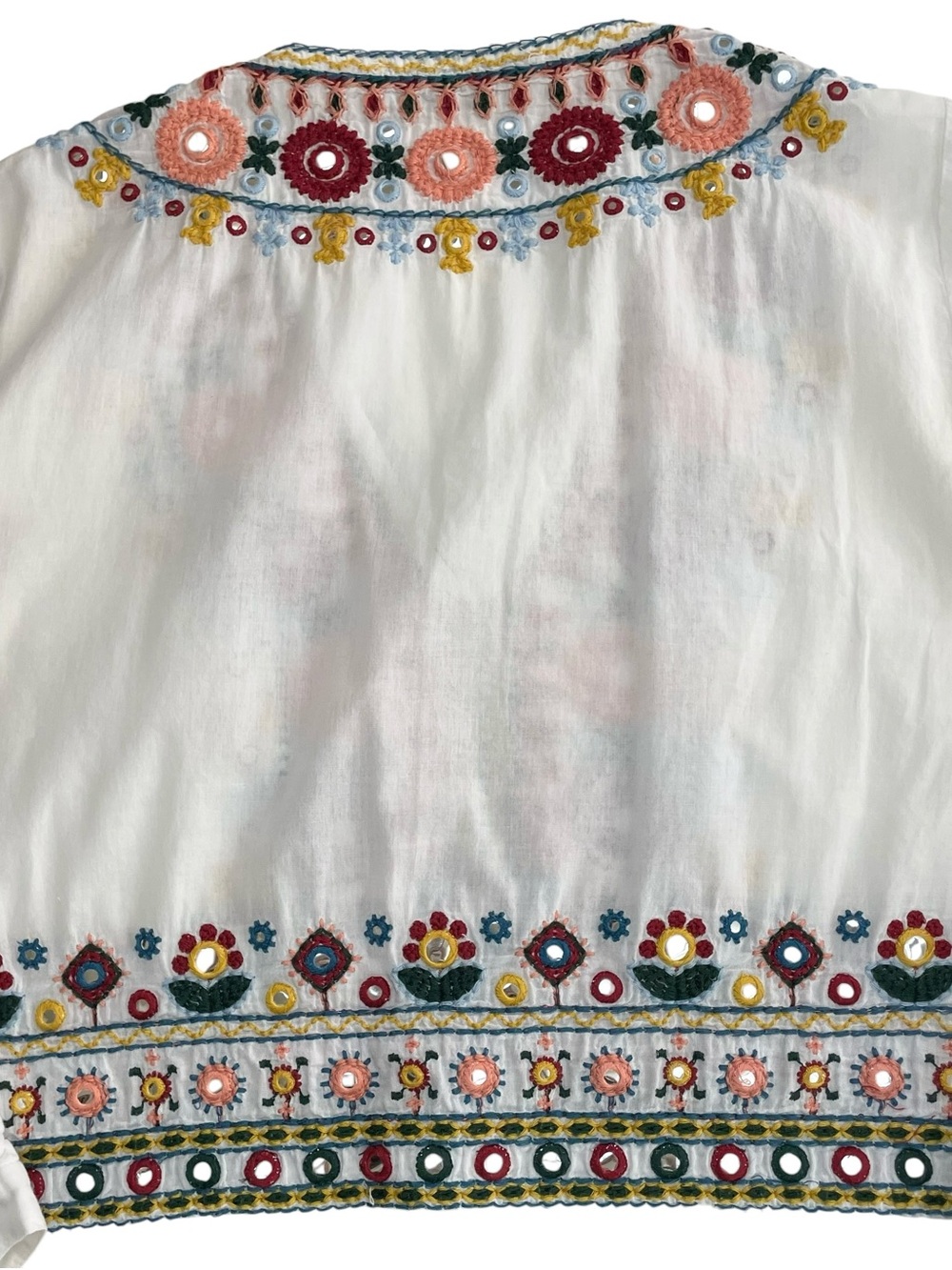 Zara Boho Embroidered White Top Small - Picture 11 of 15